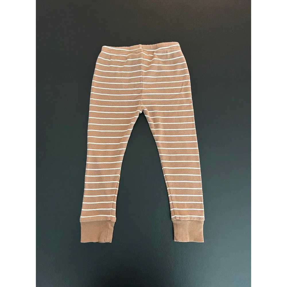 Carters Toddler 2T Pajama Pants Brown White Striped Cotton Snug Fit 1336